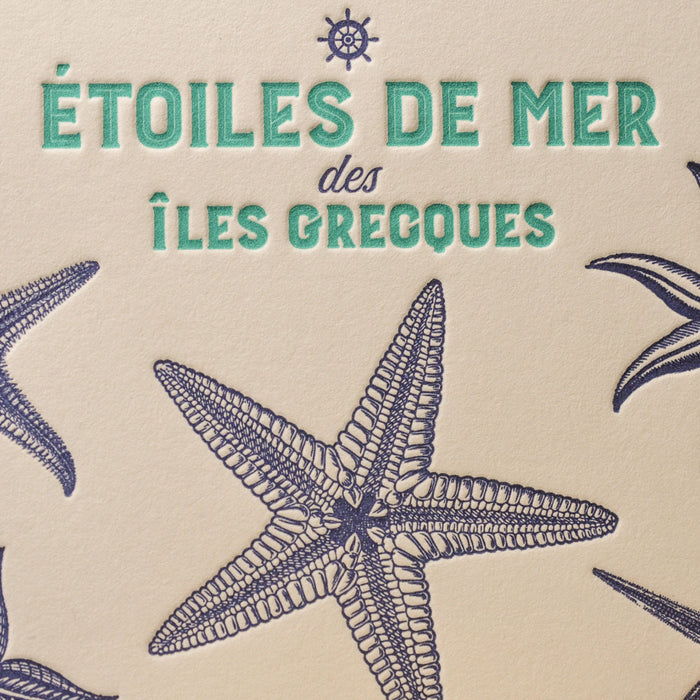 Carte Letterpress Etoiles de Mer des Îles Grecques
