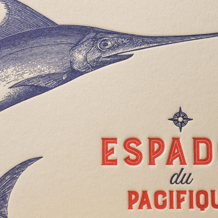 Carte Letterpress Espadon du Pacifique