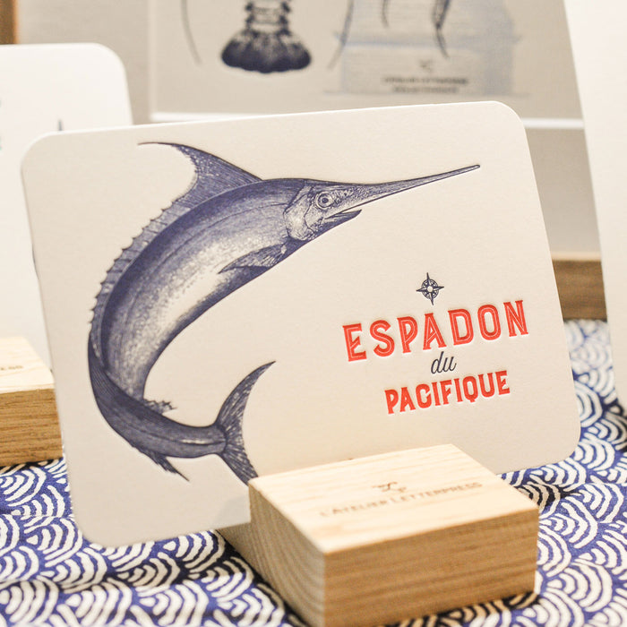 Letterpress Card Swordfish from the Pacific
