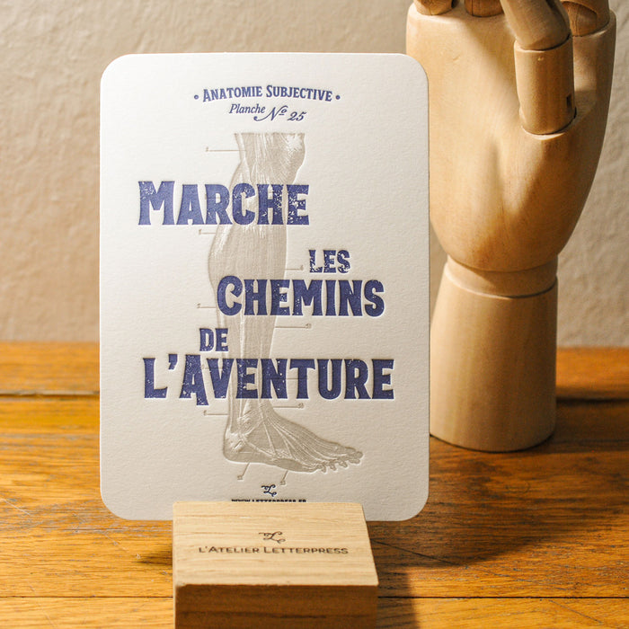 Carte Letterpress Marche les Chemins de l'Aventure