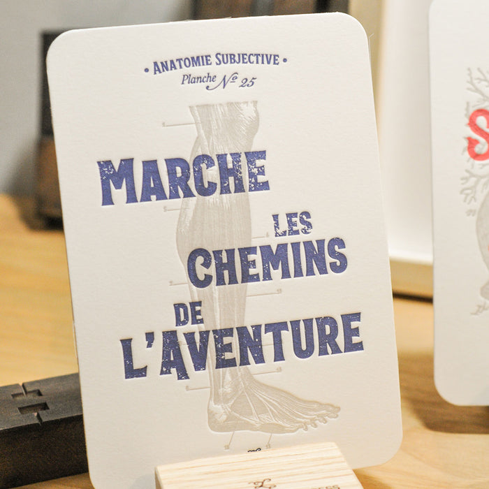 Carte Letterpress Marche les Chemins de l'Aventure