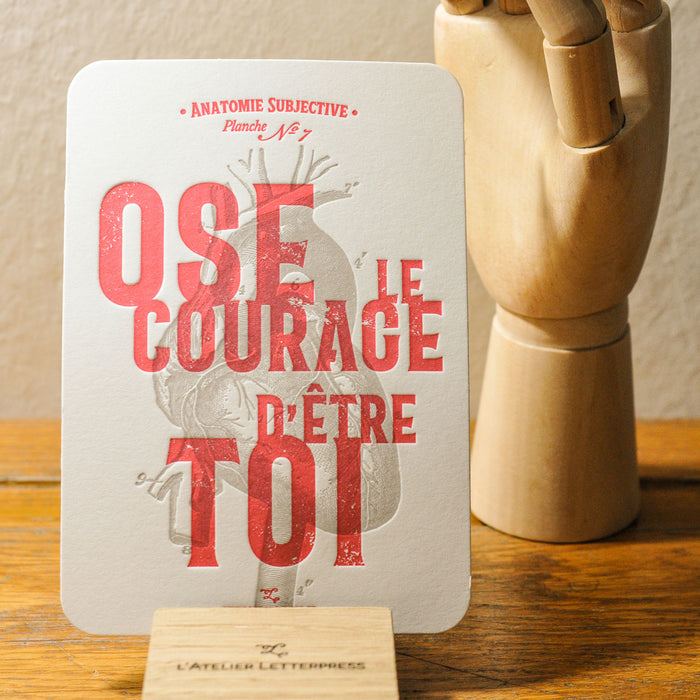 Carte Letterpress Ose le Courage d'être Toi