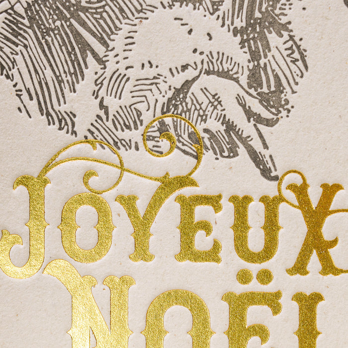 Carte de voeux Letterpress Joyeux Noël Père Noël (avec enveloppe)