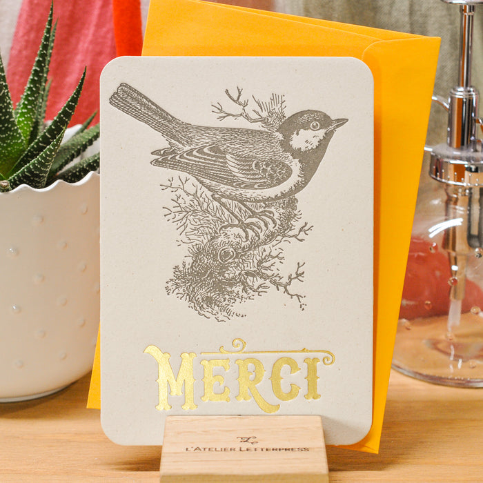 Letterpress Greeting Card Thank You Tit (with envelope)