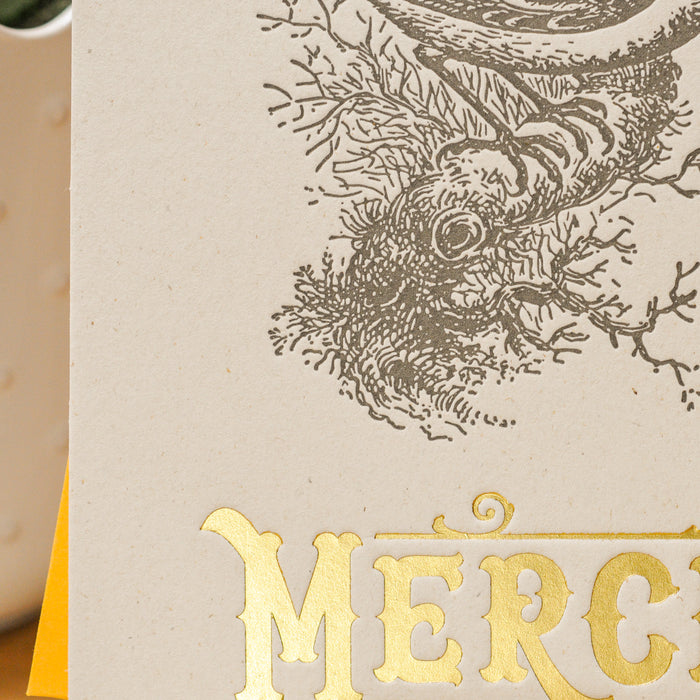 Letterpress Greeting Card Thank You Tit (with envelope)