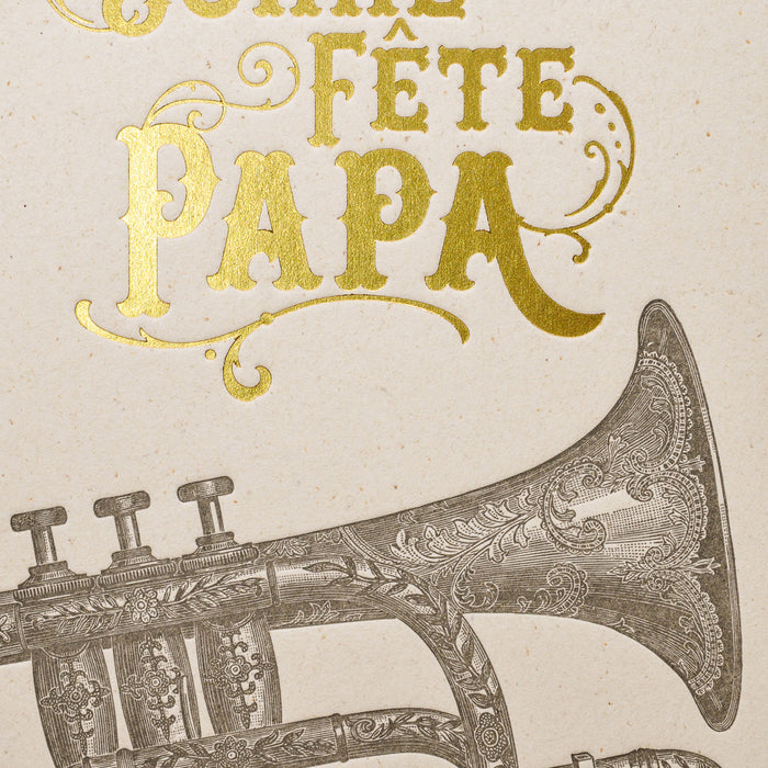 Carte Letterpress Bonne Fête Papa Trompette (avec enveloppe)