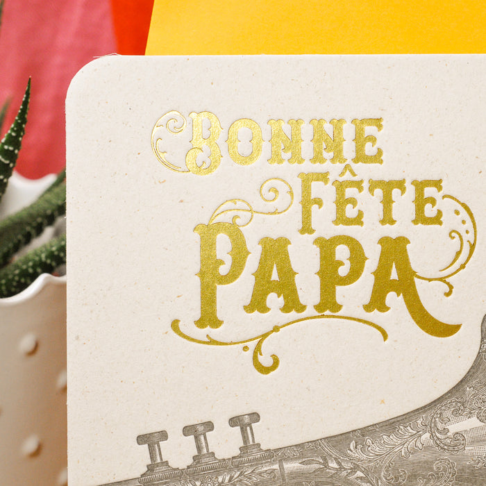 Carte Letterpress Bonne Fête Papa Trompette (avec enveloppe)