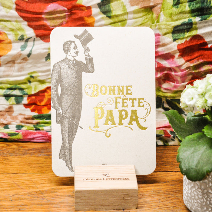 Carte Letterpress Bonne Fête Papa Gentleman (avec enveloppe)