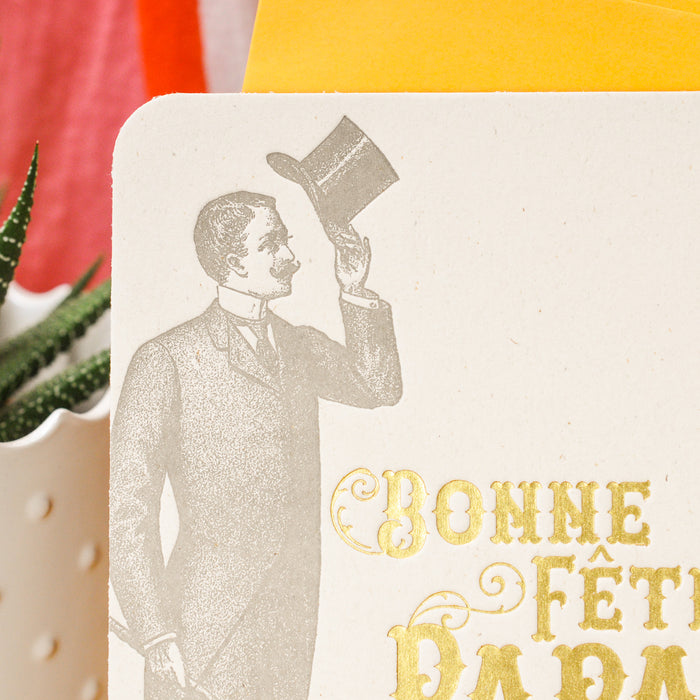 Carte Letterpress Bonne Fête Papa Gentleman (avec enveloppe)