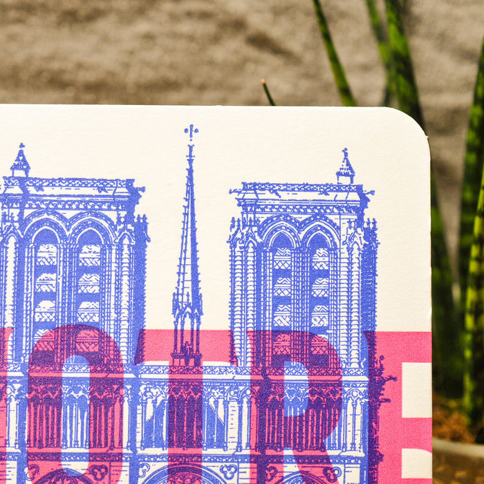 Carte Letterpress fluo Notre Dame de Paris
