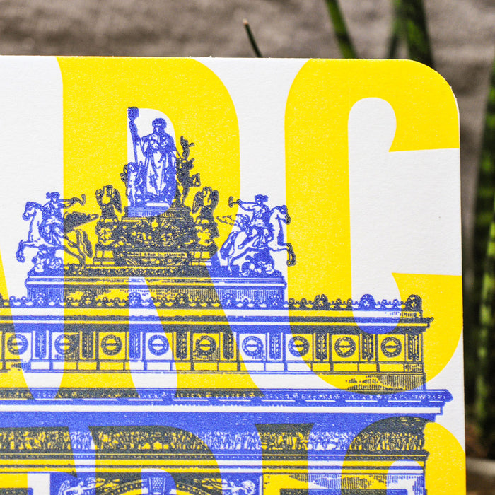 Carte Letterpress fluo Arc de Triomphe