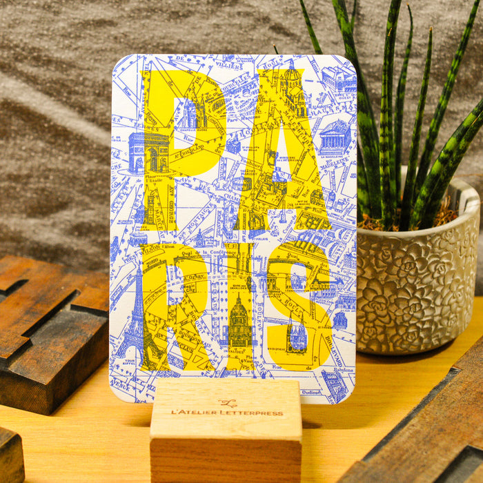 Letterpress Card Map of Paris