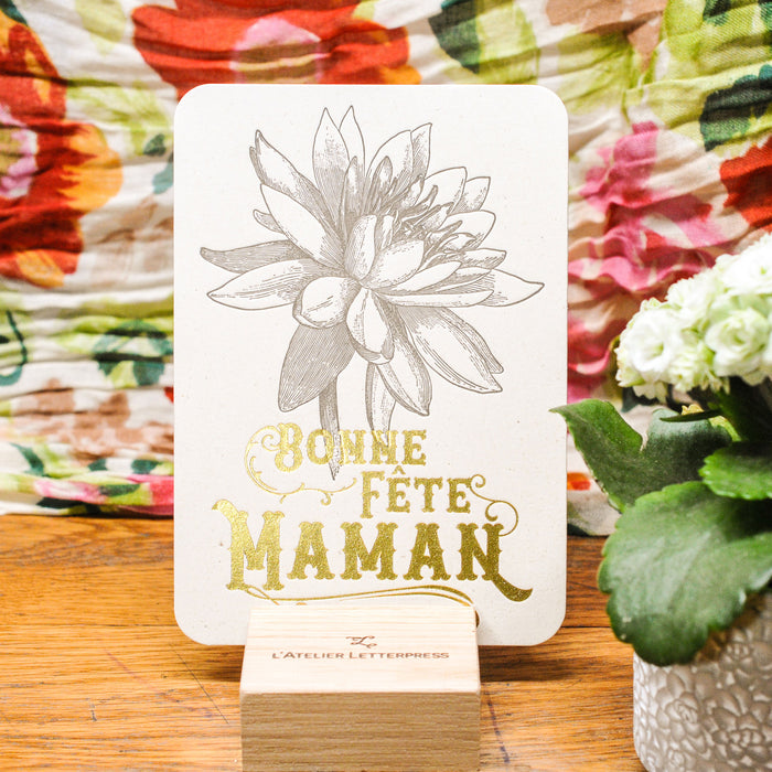Letterpress Card Lotus Happy Mother's Day (with envelope)