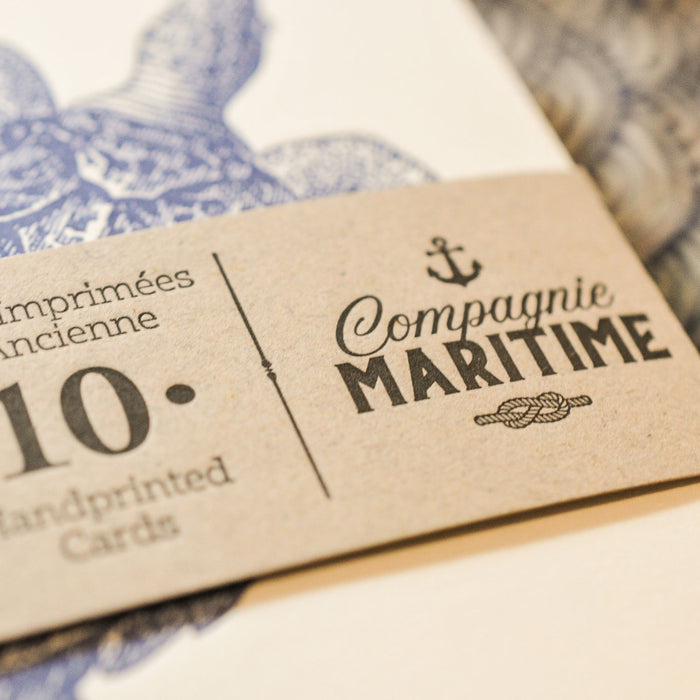 Collection de 10 Cartes Letterpress Compagnie Maritime