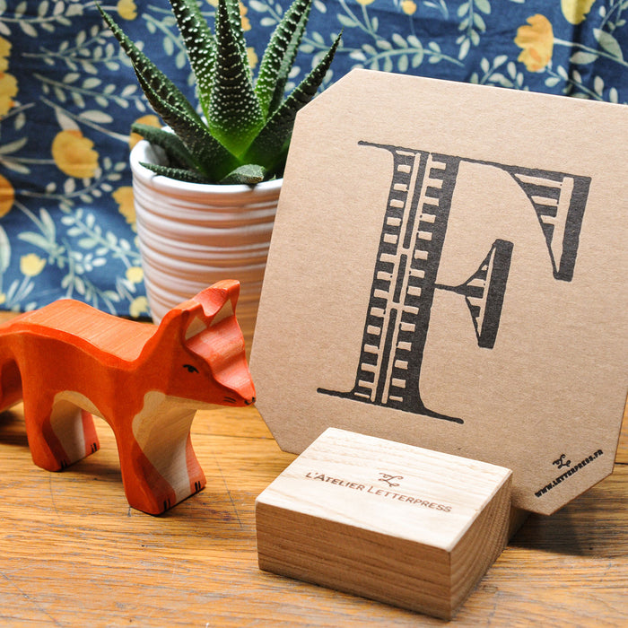 Letterpress Card Letter F