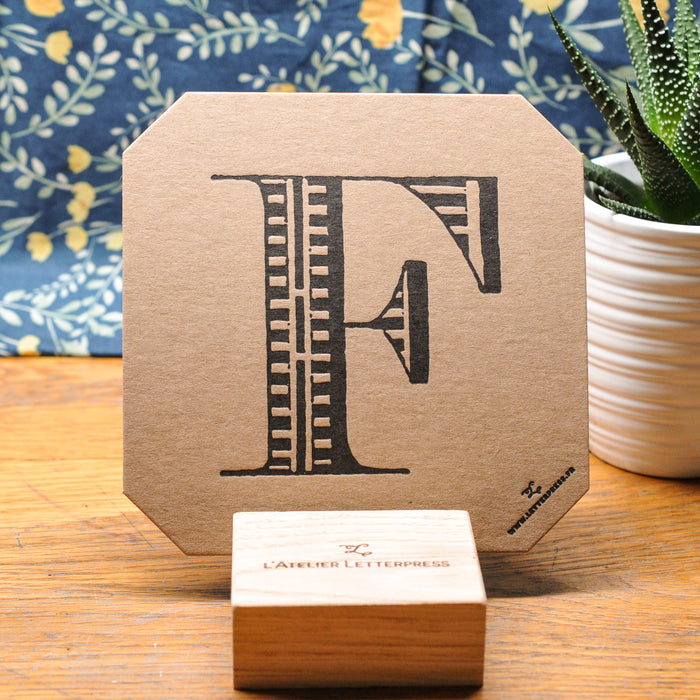 Letterpress Card Letter F