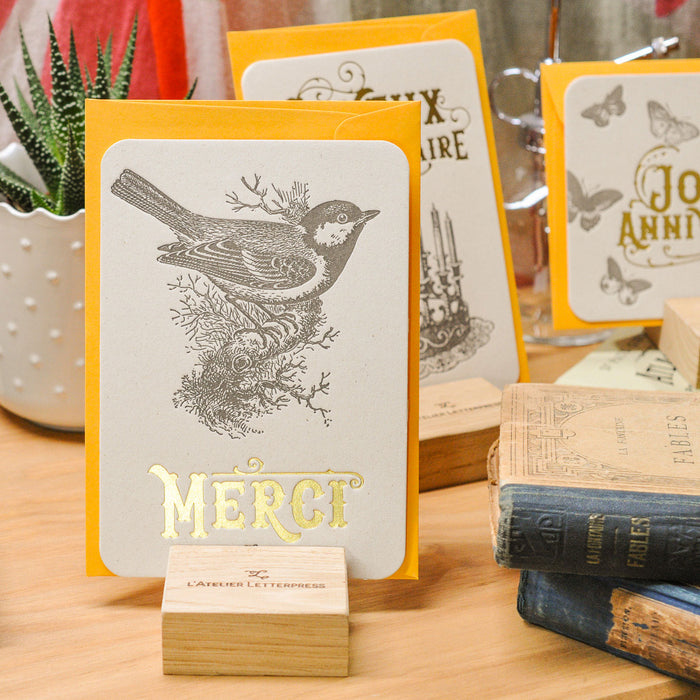 Letterpress Greeting Card Thank You Tit (with envelope)