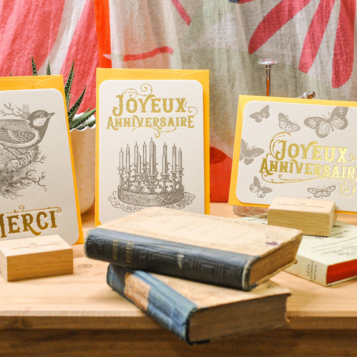 Carte Letterpress Joyeux Anniversaire Musique (avec enveloppe)