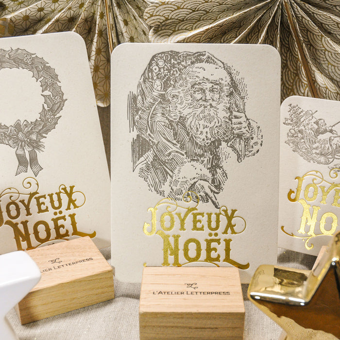 Carte de voeux Letterpress Joyeux Noël Guirlande (avec enveloppe)