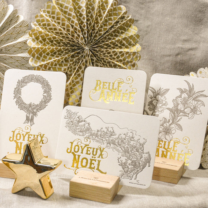 Carte de voeux Letterpress Belle Année Fleur de Pommier (avec enveloppe)