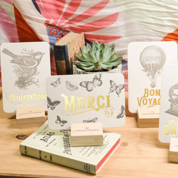 Carte Letterpress Joyeux Anniversaire Pivoine (avec enveloppe)
