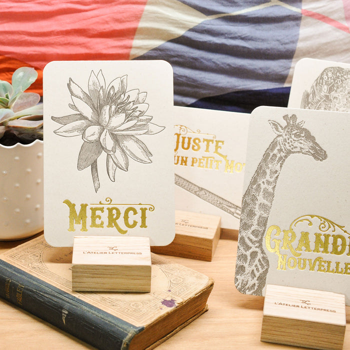Carte Letterpress Merci Lotus (avec enveloppe)