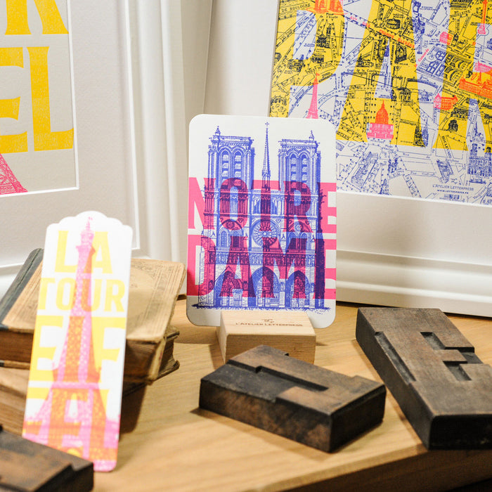 Carte Letterpress fluo Notre Dame de Paris