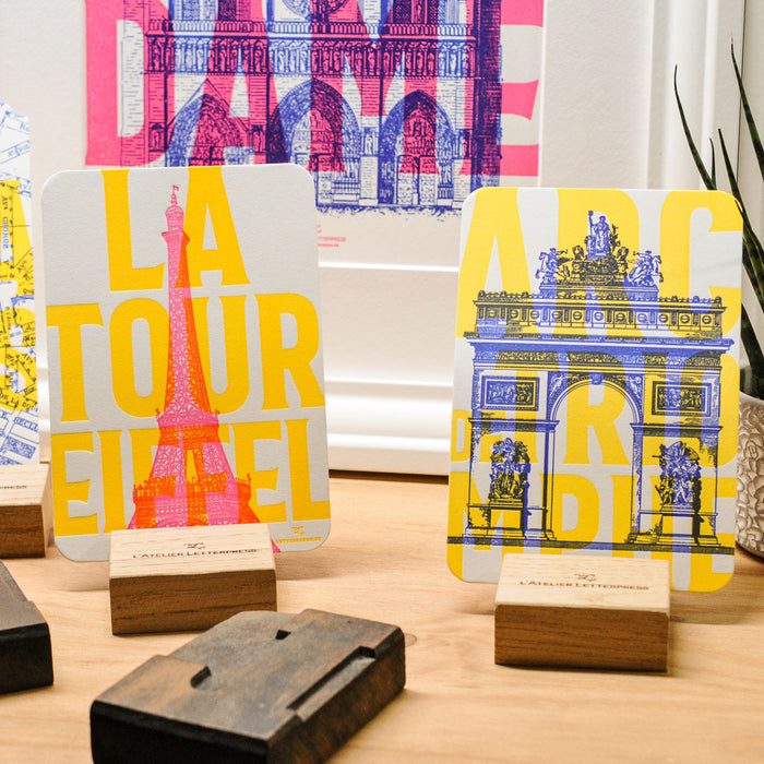 Carte Letterpress fluo Tour Eiffel