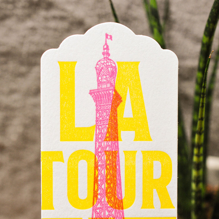 Marque-page Letterpress fluo Tour Eiffel