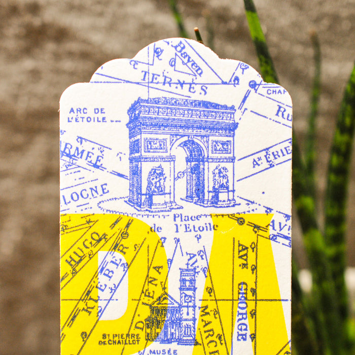 Letterpress Bookmark Map of Paris