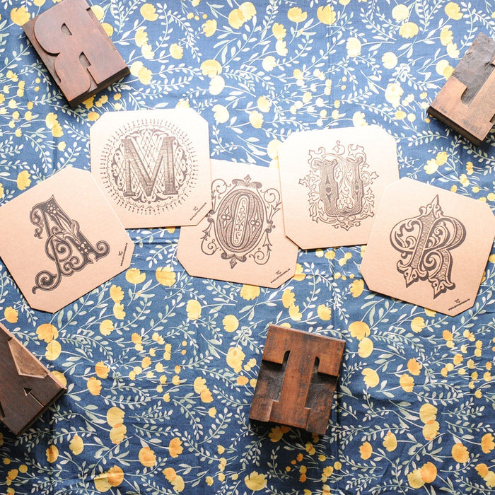Carte Letterpress lettre W